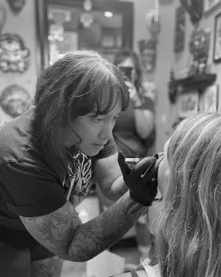 Karissa Pavia at work at Satori Tattoo